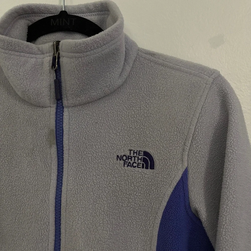 The‎ North Face Womens Full Zip Fleece Jacket Grey Purple Mock Neck NJ983488